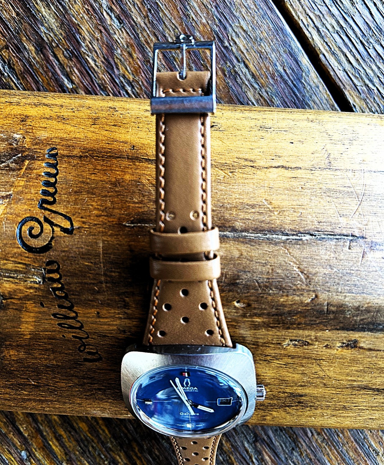 Vintage Omega Geneve Dynamic Automatic Men’s watch. Blue Vignette Dial – SS