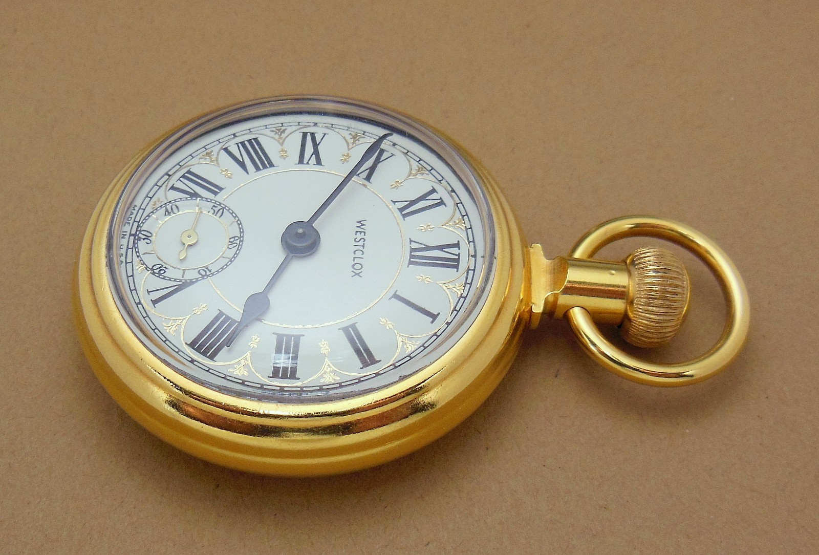 VTG Westclox ‘The Conductor’ Train Themed Mechanical Pocket Watch w/ Chain Runs