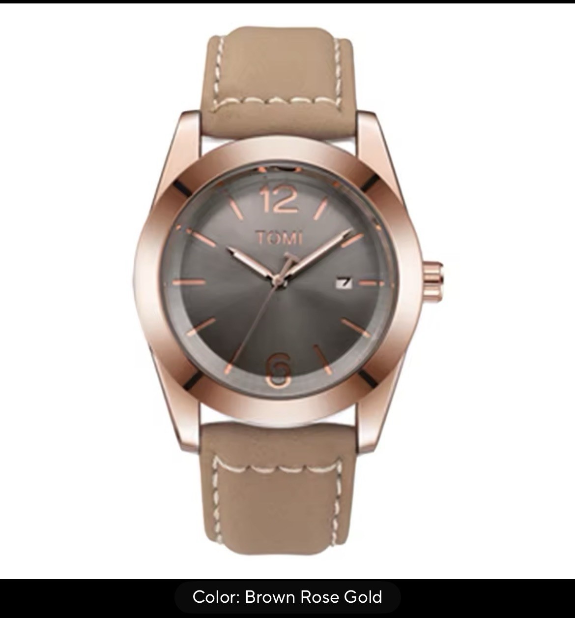 TOMI Luxury Men’s Minimalist Style Quartz Watch Leather Strap 3ATM Date