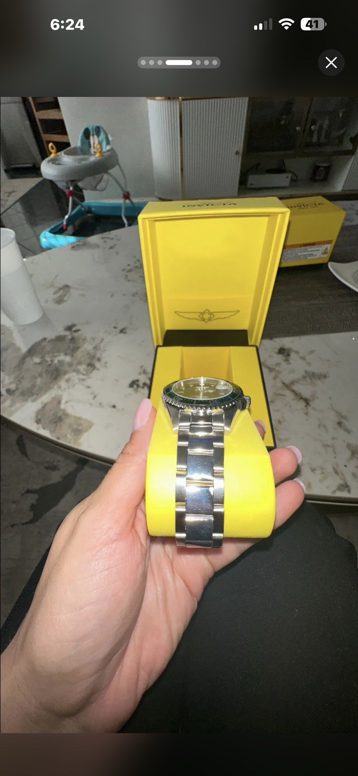 Invicta Pro Diver Men’s Quartz Watch 40mm Black Dial Green Bezel w/ Box