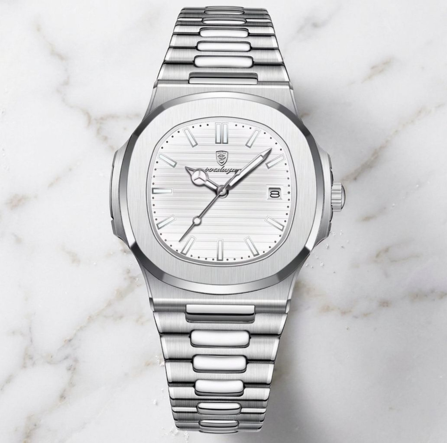 Men’s Analog Quartz Silver Watch Luminous Display Stainless Wristwatch Poedagar