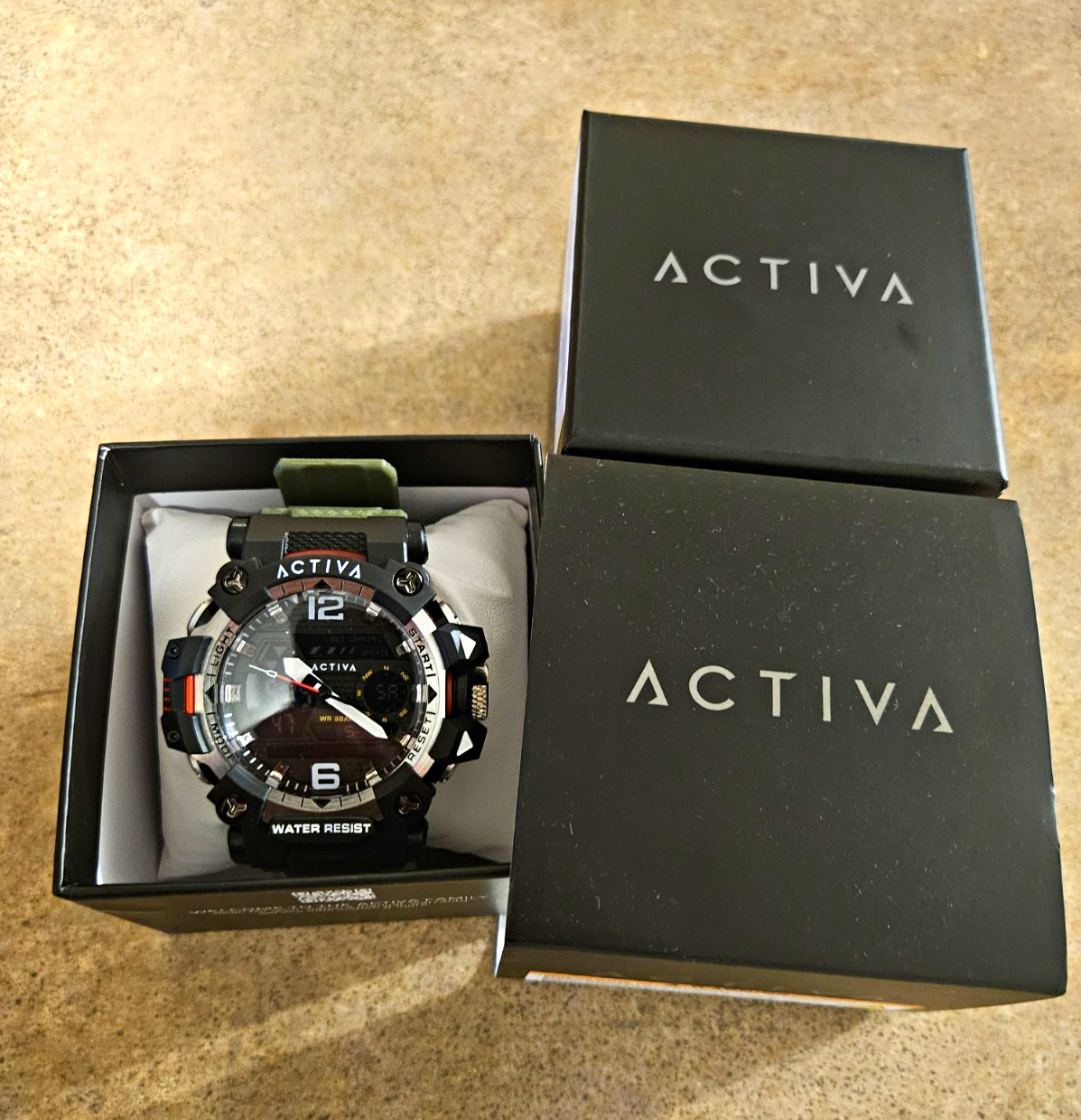Activa X Sport 49mm Analog-Digital Quartz LCD Watch Army Green