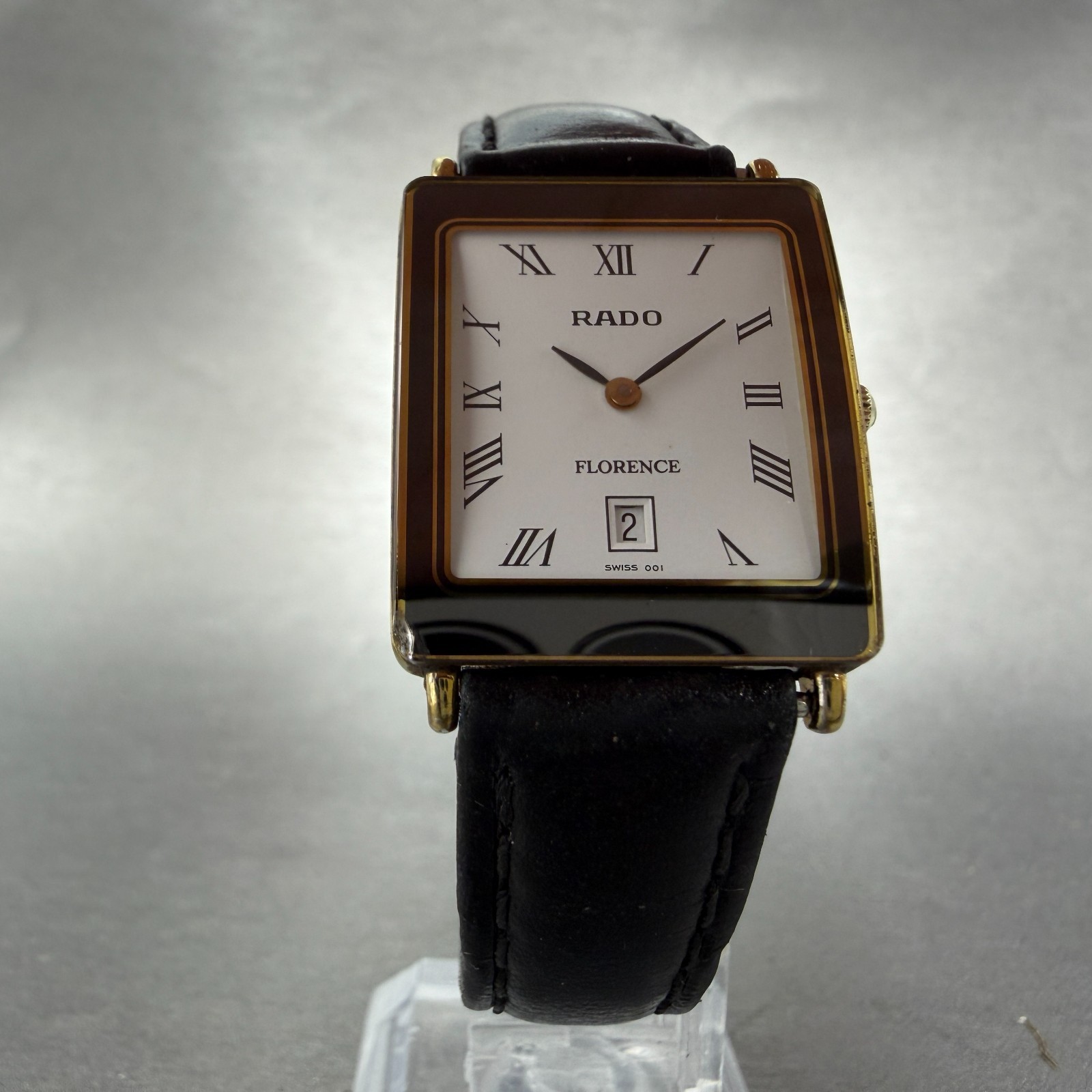 Rado Florence Watch Men 24mm White Dial Gold Tone Date 160.3605.2N New battery