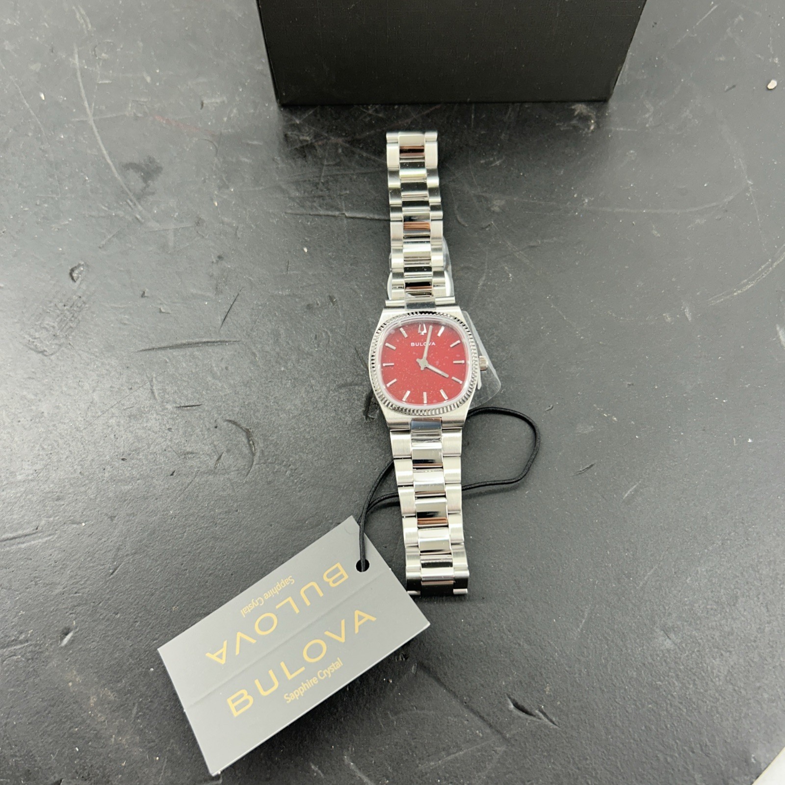 Bulova Super Seville Mini Quartz Red MOP Dial Ladies Watch 96L354