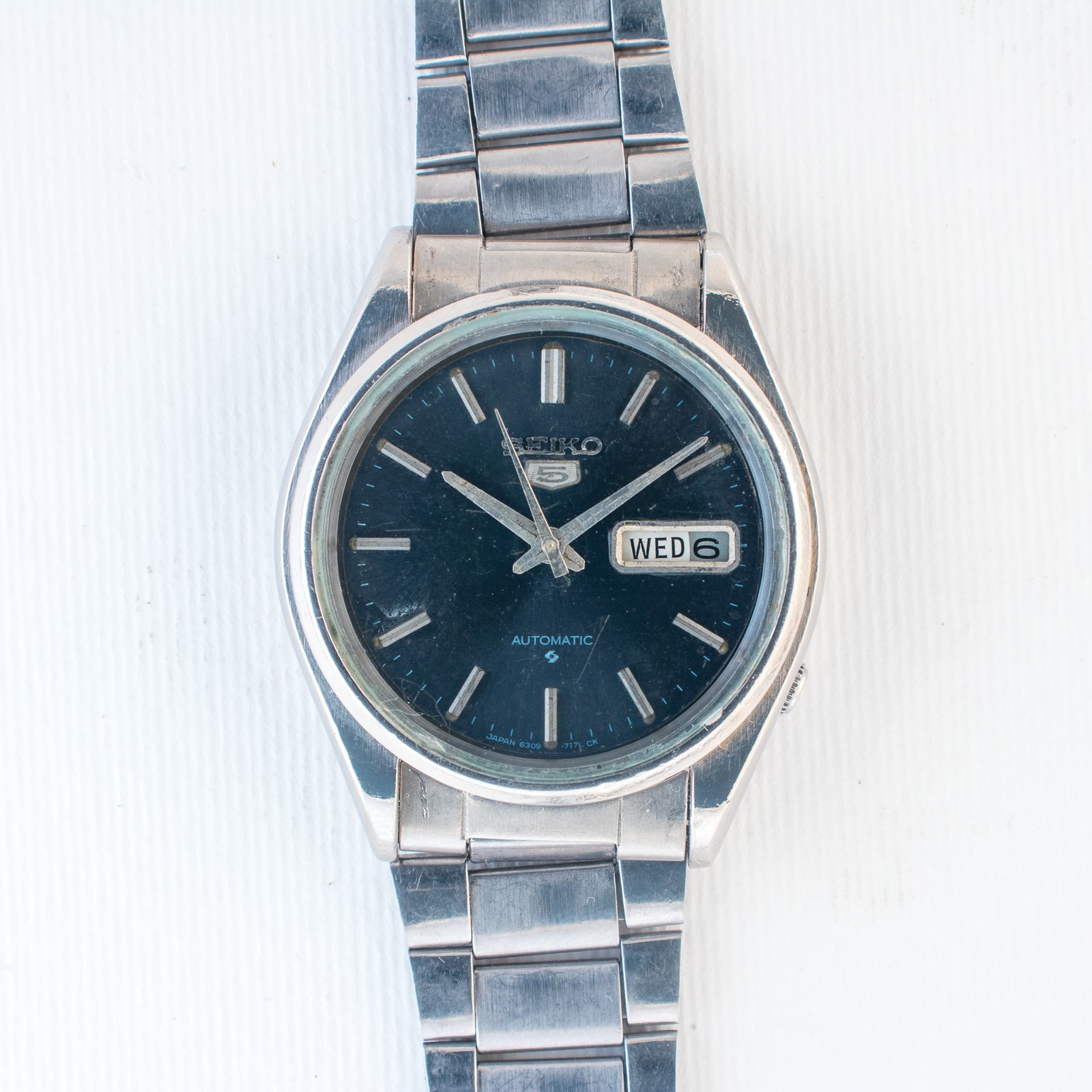 Vintage Seiko 5 Auto Dark Blue Dial 6309-8800 Arabic/English Day Men’s Watch