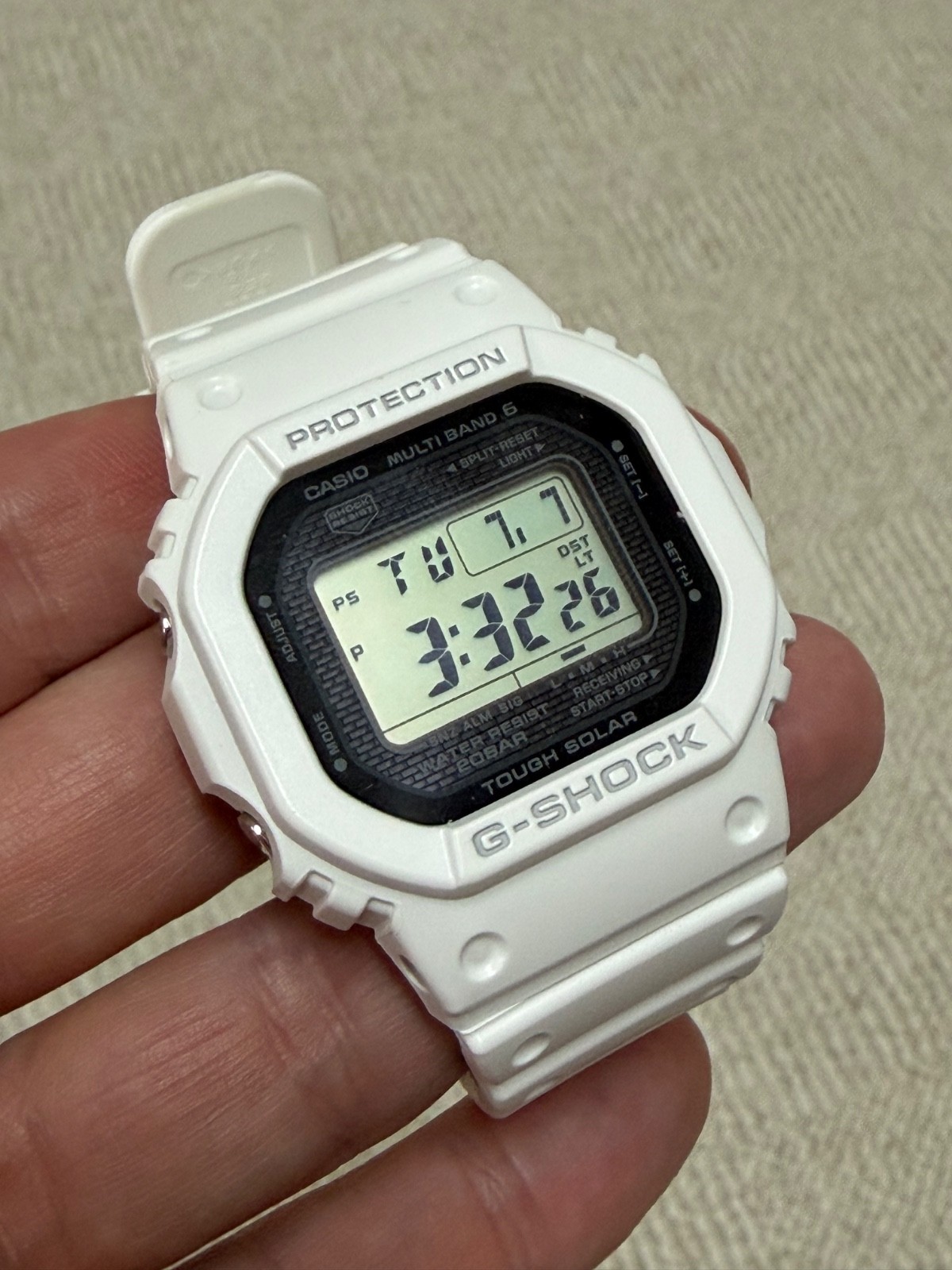 Casio GW-5000HS-7 Men’s G-Shock Digital Watch in White – Solar-Powered