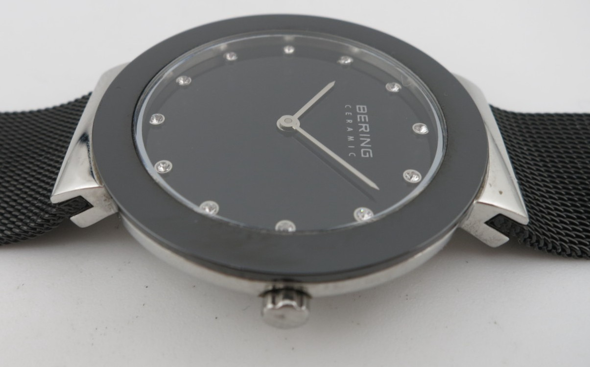 Bering Ceramic Black Stainless Steel Ladies Watch – 11435-102 – New Battery