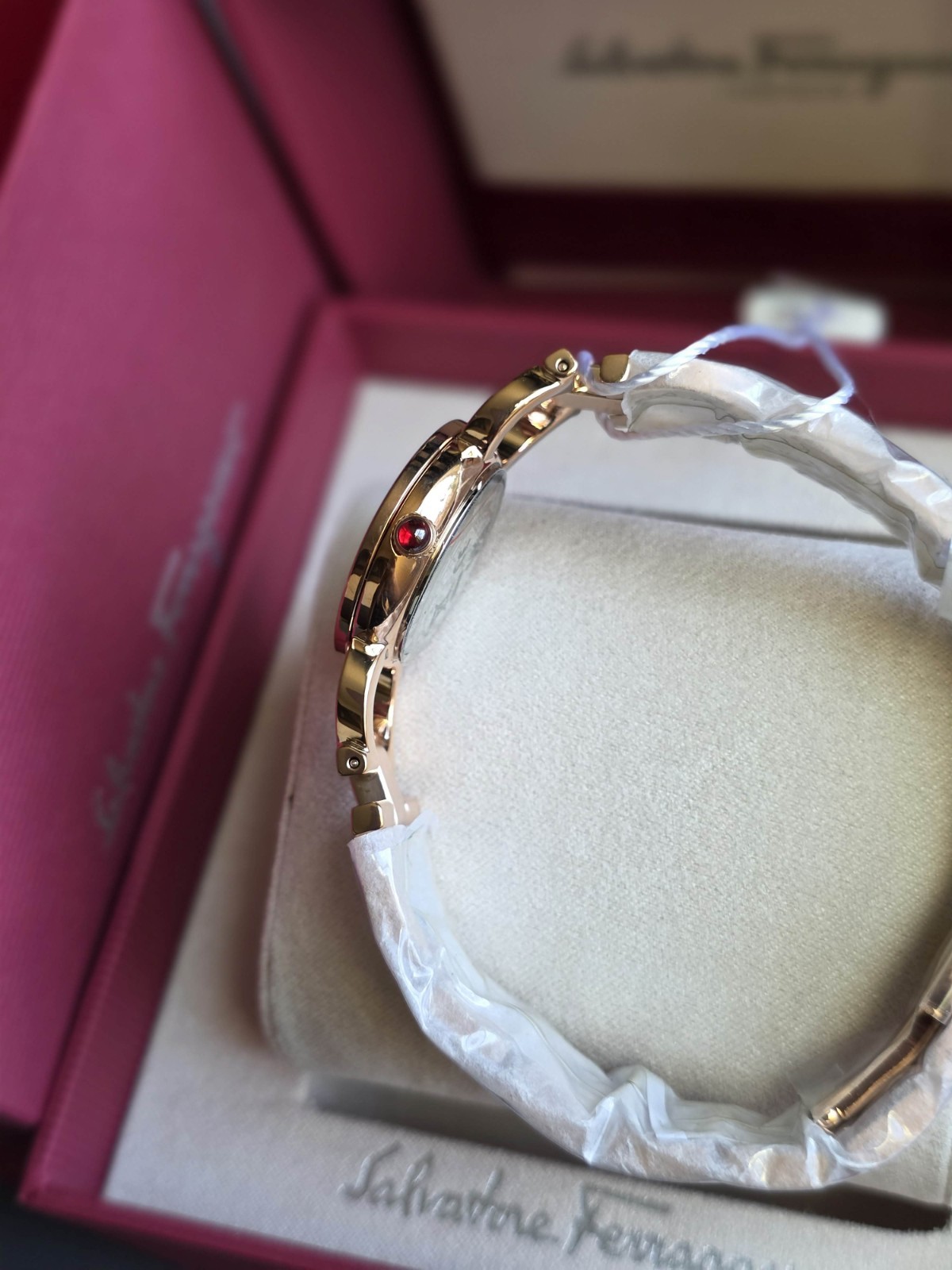 Brand New Ferragamo Double Gancini Stud IPRG Women’s Bracelet Watch- SFMI00322