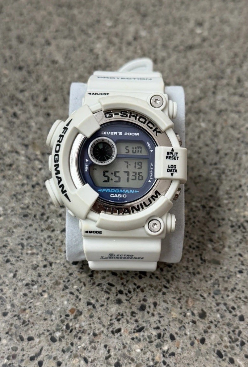 CASIO G-SHOCK DW-8200LG-8JR Frogman Titanium Men In White Gray Vintage Diver