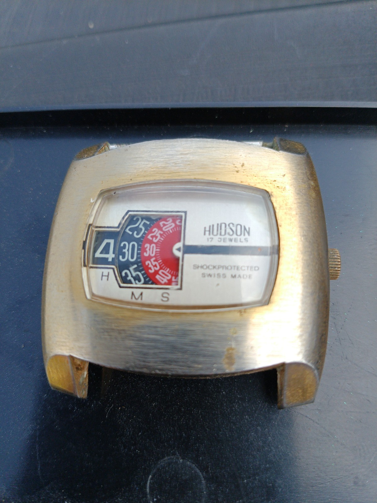 1970s Hudsons Jump Hour Watch 17 Jewels wind up