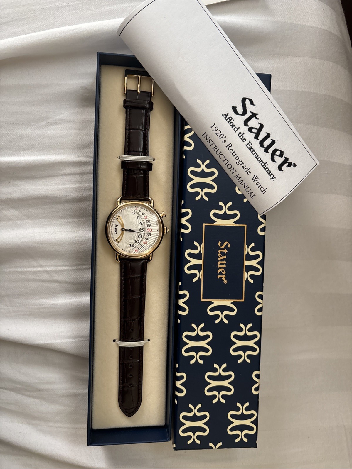 Stauer 1920s Retrograde Watch Quartz Movement Stainless Steel Case NEW