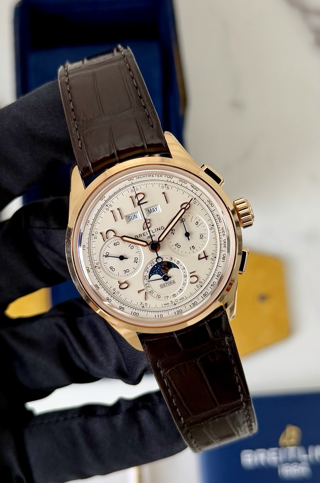 Breitling Premier B25 Datora Complete Calendar Rose Gold Full Set RB2510371G1P1
