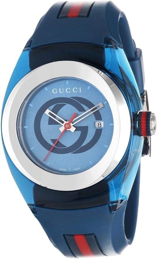 GUCCI SYNC L YA137304 Blue Rubber Strap 36mm Unisex
