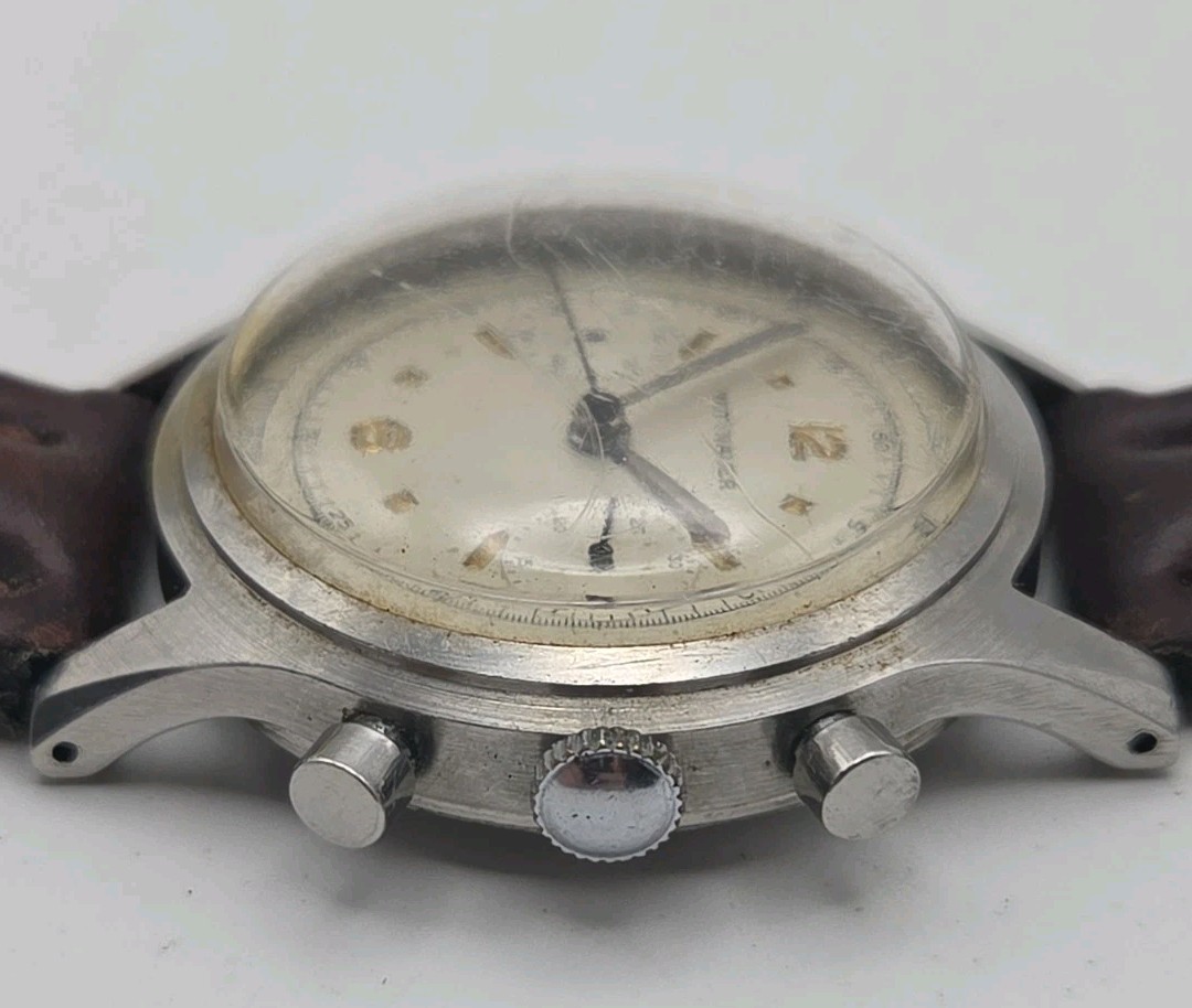 Vtg 1950s Wittnauer 36mm SS Case Two Register Chronograph Original Dial Watch
