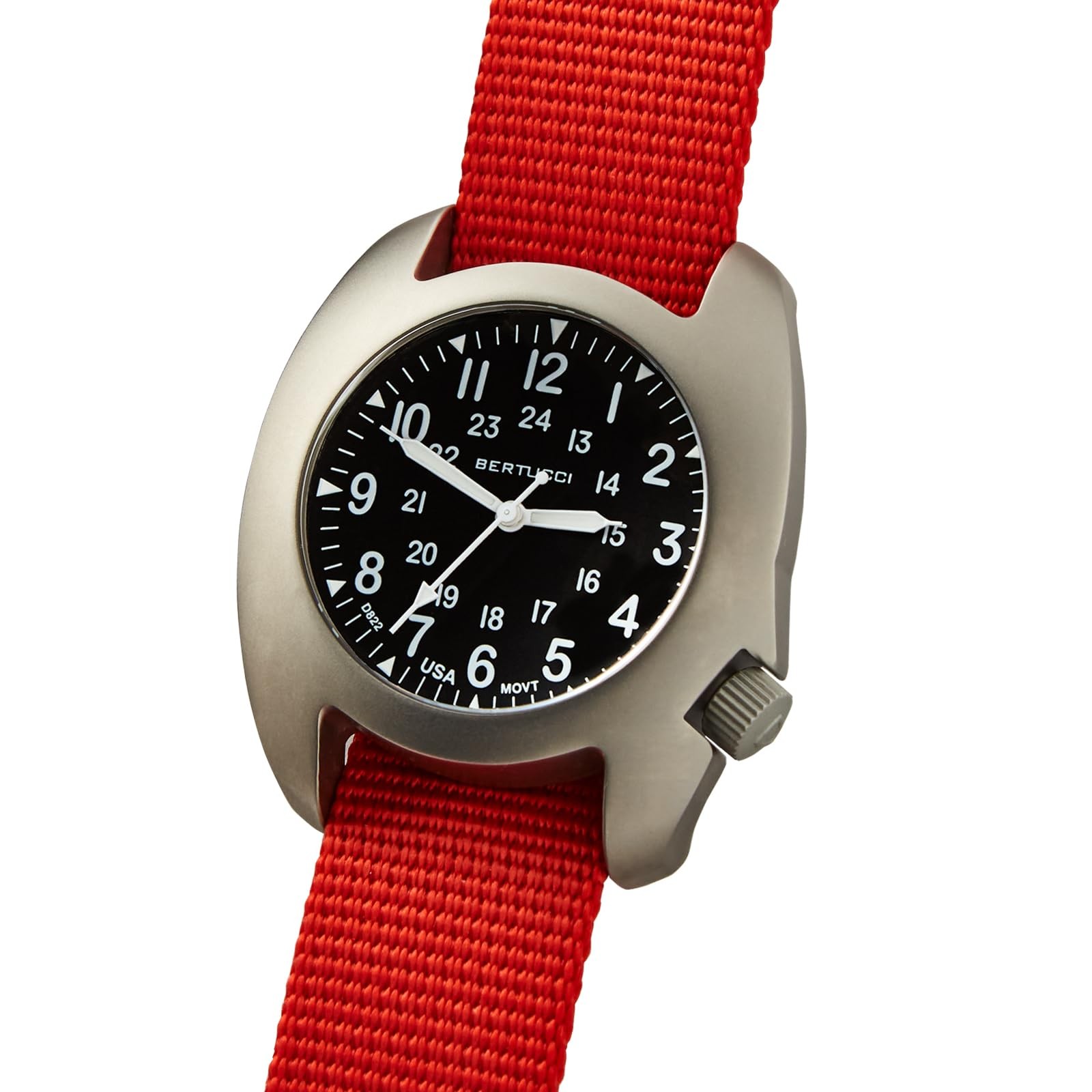 Bertucci Black dial- #393 International / NASA Orange nylon band Watch 17021