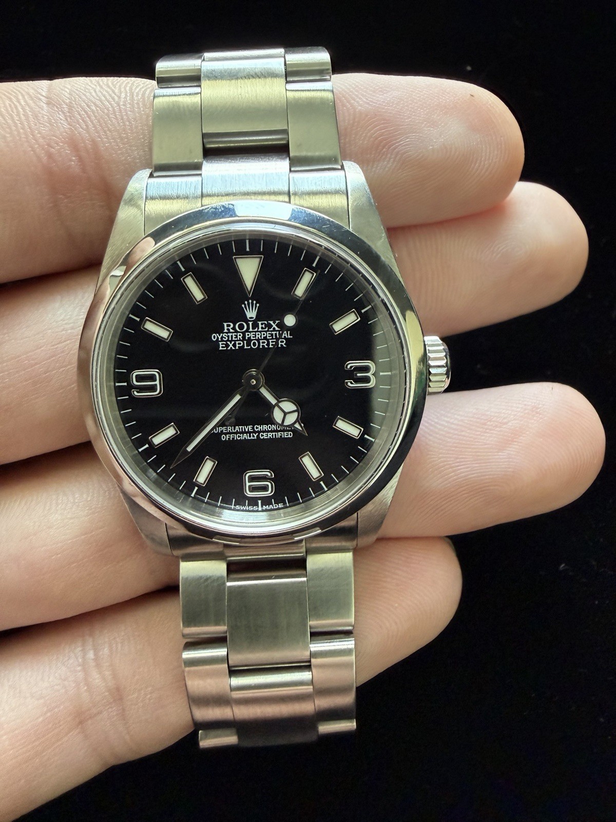Rolex Explorer 36mm Black 3 6 9 Dial 2001 with box (not original) Ref. 114270