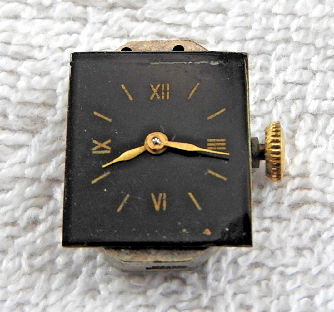 Rodi & Wienenberger Square Black Faced Ladies Rolled Gold Wind-up Watch; Germany