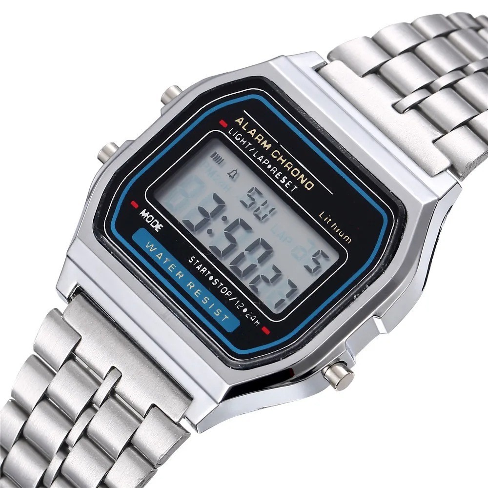 NEW CASIEO Retro Classic Unisex Digital Steel Bracelet Watch A158WA-1YES Silver