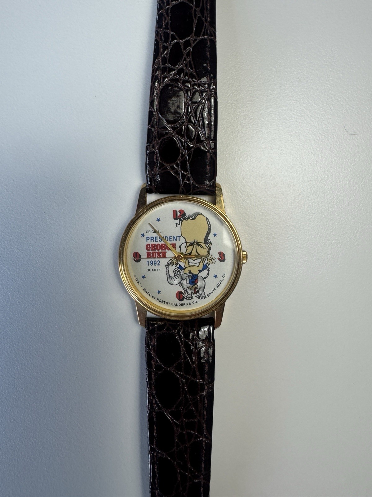 President George Bush 1992 Quartz Wrist Vintage Watch Leather Band