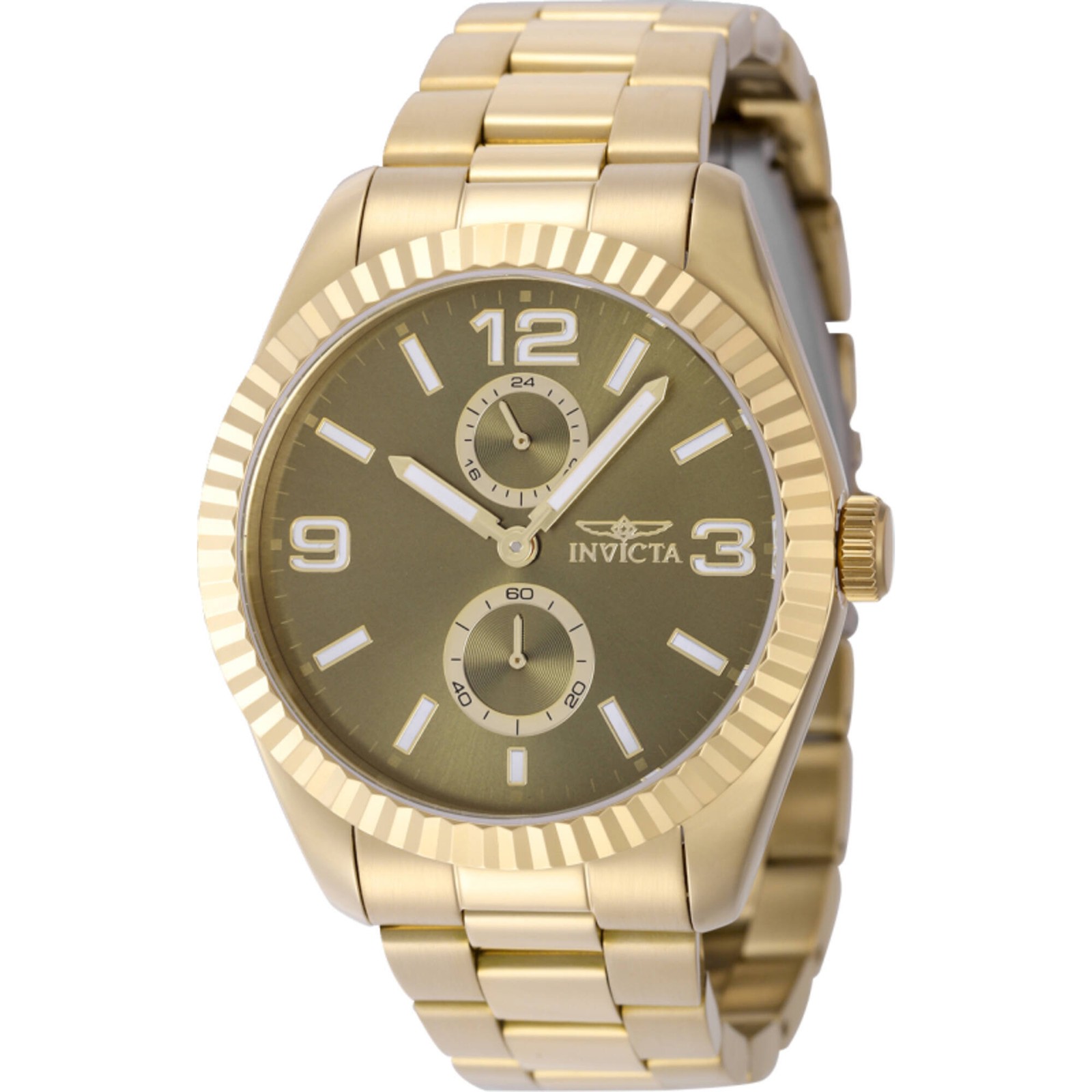 Invicta Men’s Watch Specialty Quartz Green Dial Yellow Gold Steel Bracelet 49530