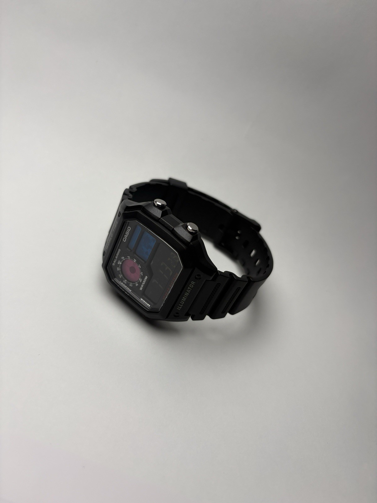 Casio AE1200 Royale Custom Watch Cyberpunk Neon Mod Negative Display Pink Blue