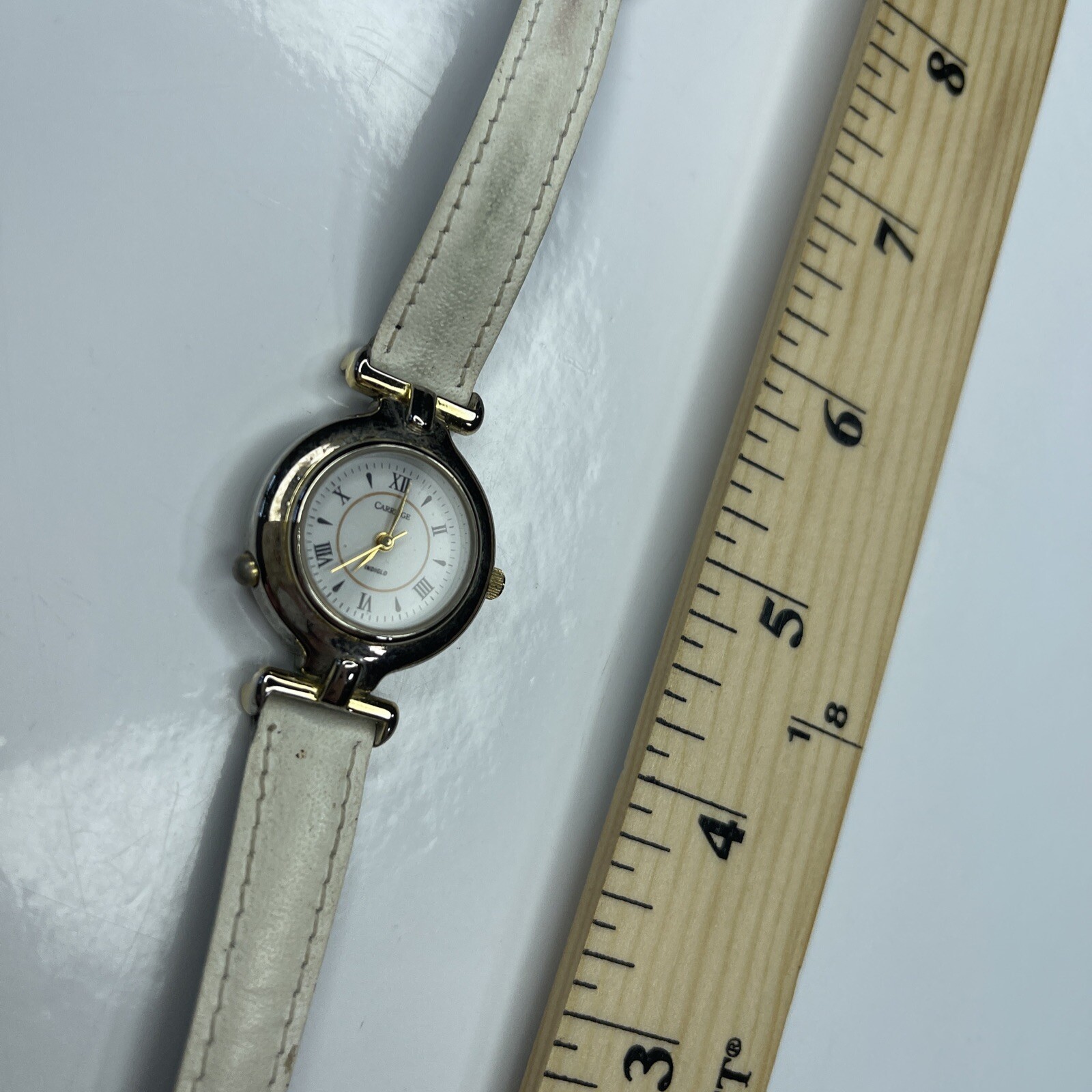 E Carriage Silver White Leather Ladies Vtg D4 Philippines Stainless Works