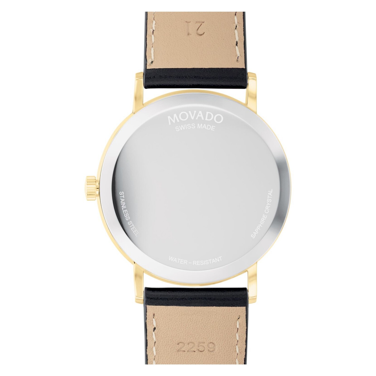 MOVADO Swiss Museum Classic Black Dial Men’s Gold Slim Leather Strap Watch