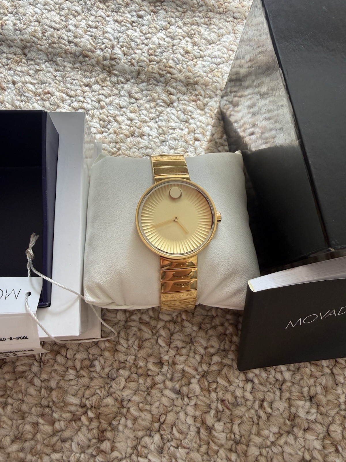 Movado Bold Women’s Swiss Quartz Gold Tone 28mm Dress Watch, Box & Papers $995