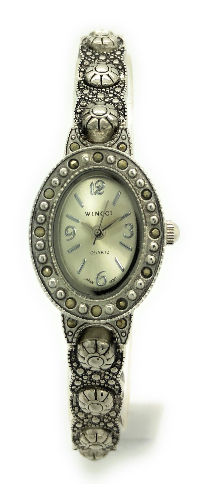 Wincci Ladies Elegant Oval Modern Antique Metal Link Bracelet Fashion Watch