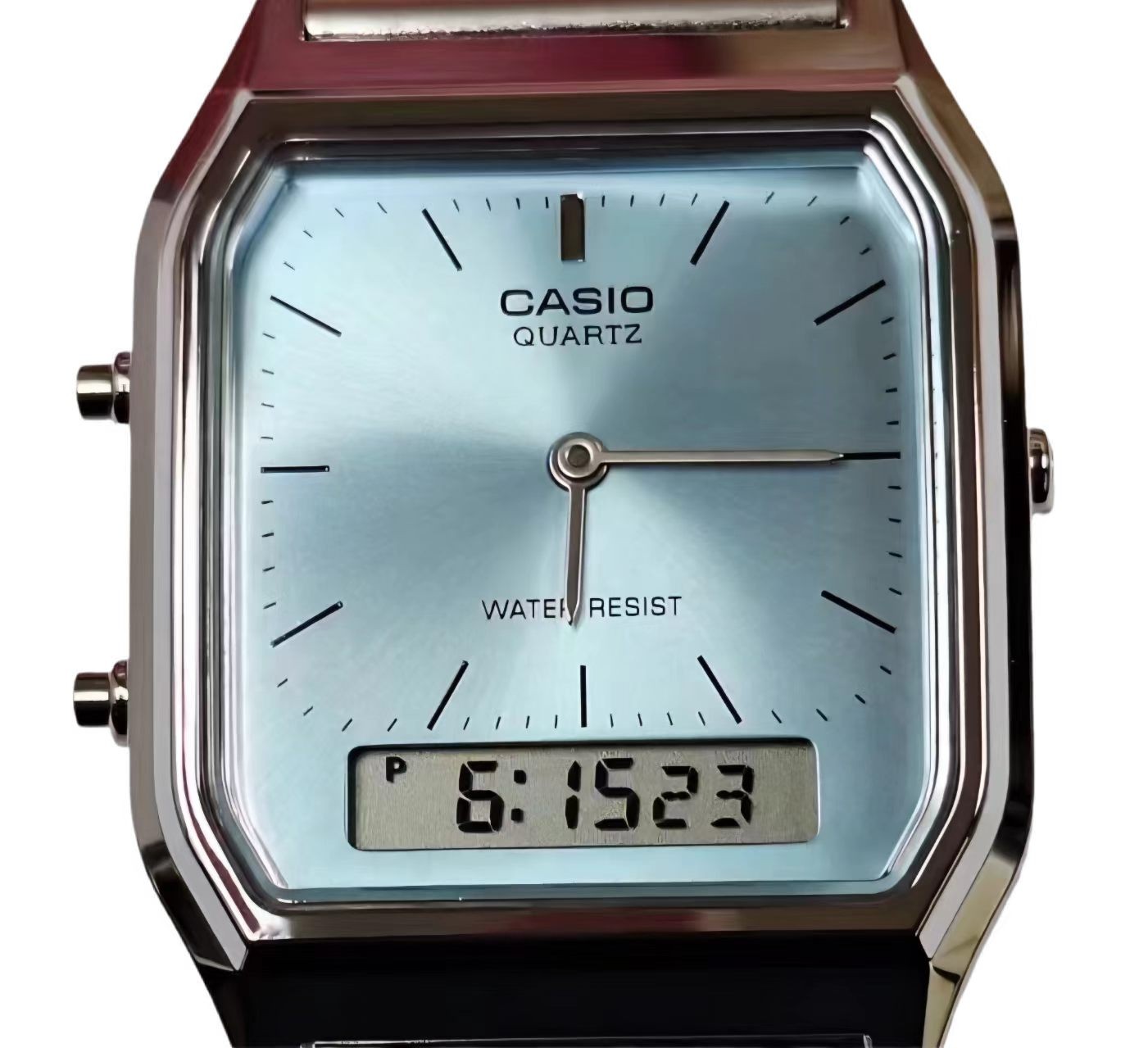 CASIO AQ-230A-2A1 Retro Vintage Blue Dual time Stainless Steel Band Watch