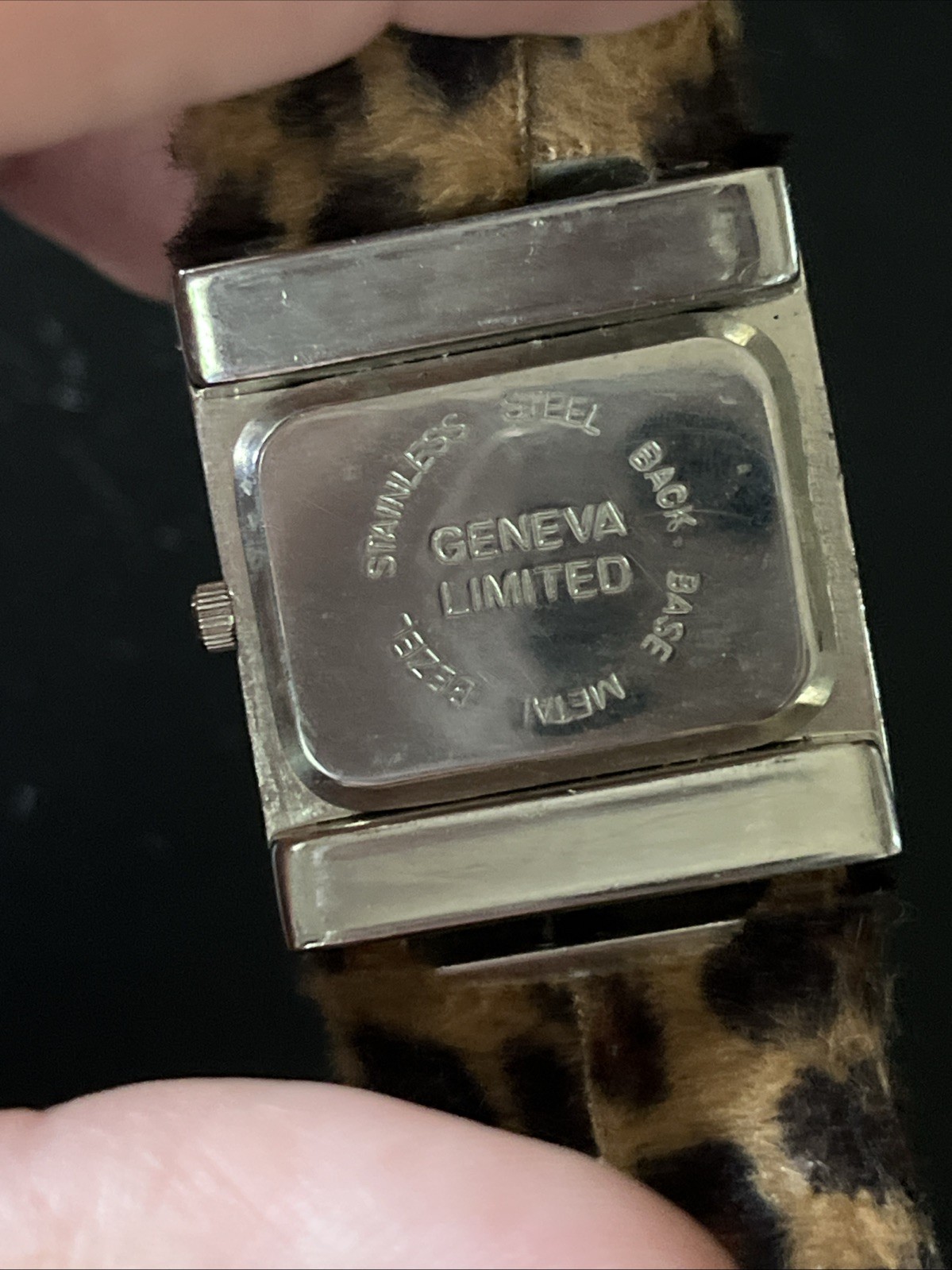 Geneva Limited Chunky Fuzzy Leopard Faux Fur Texture Cuff Band Quartz Watch