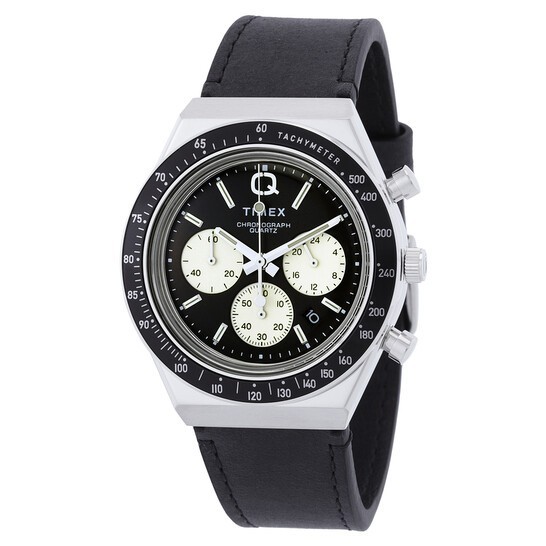 Timex Q Chronograph Quartz Black Dial Men’s Watch TW2V42700 Luxury Wristwatch.
