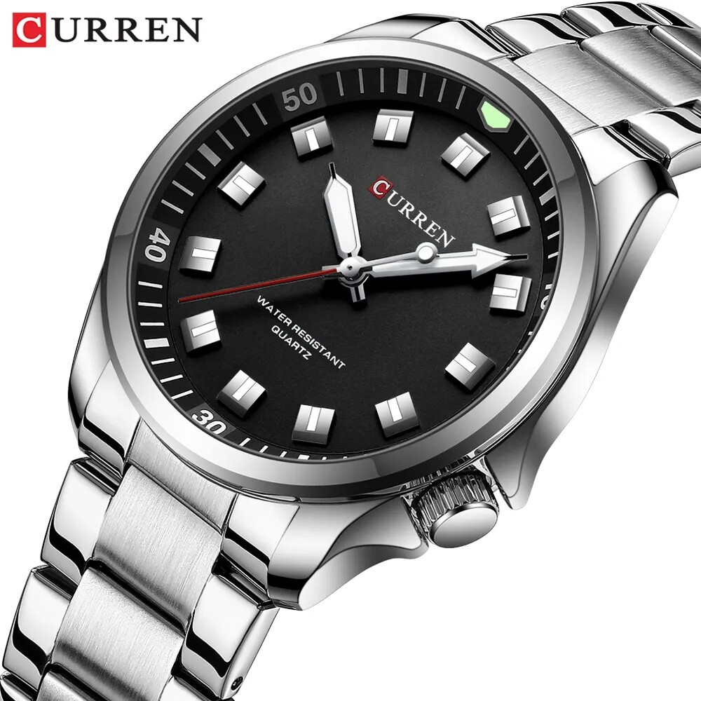 CURREN Men Quartz Watch Stainless Steel Luminous Wristwatch Male Sport Watches