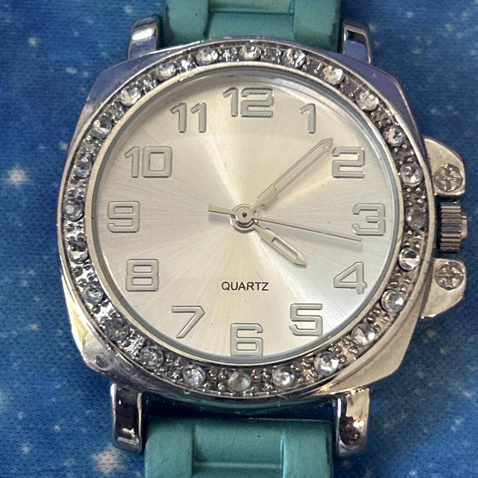 Collezio Teal Crystal Dial Rubber Silicone Band Watch