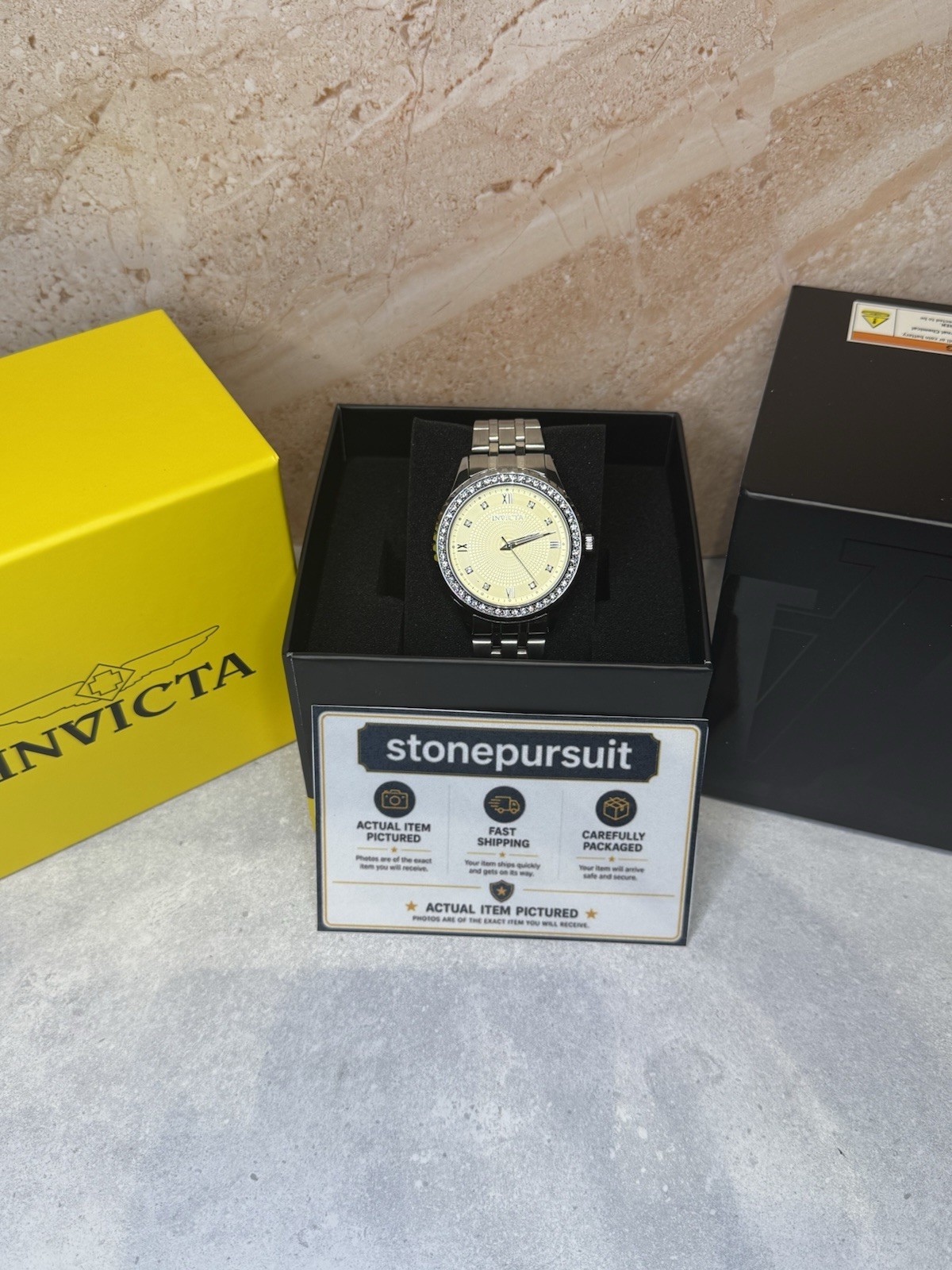 Invicta Specialty Crystal Bezel Watch – Champagne Dial 40mm Stainless Steel New