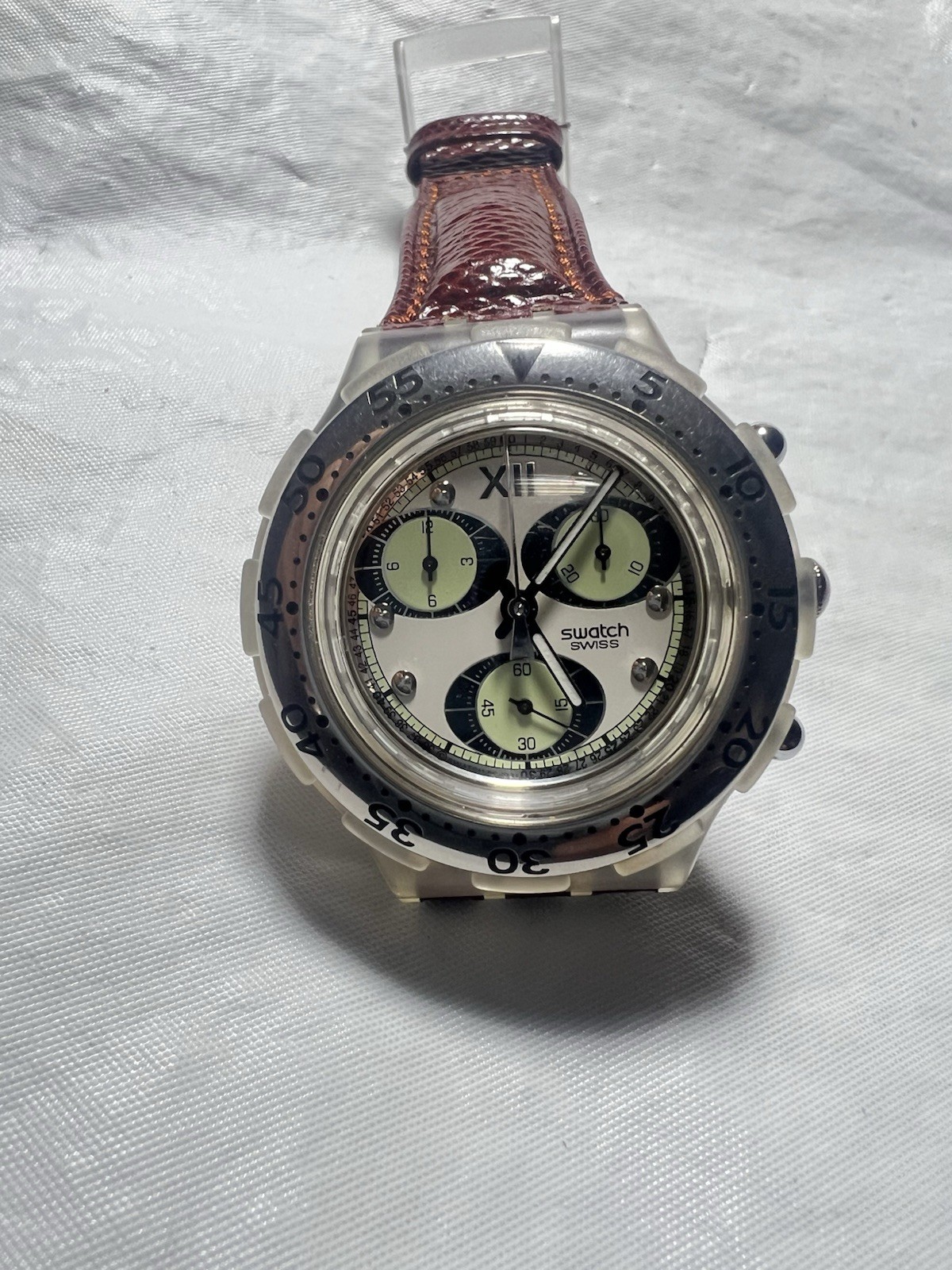 Swatch AquaChrono Watch OVERBOARD SBK105 w/ Case & Papers 1995 NOS Gents