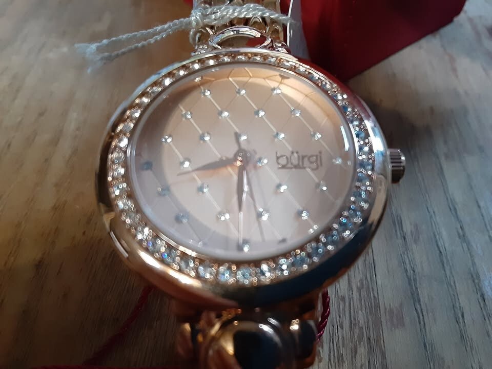 New Burgi Watch Crystal Diamond Pattern Bracelet BUR170 Rose Gold Tone