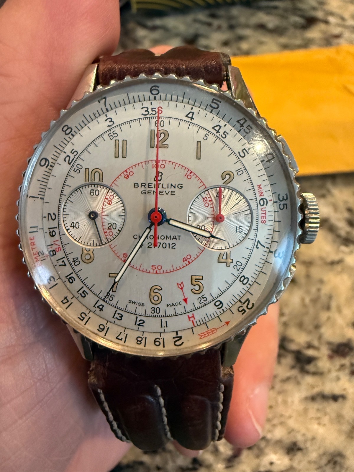 Vintage 1946 Breitling Chronomat Ref 769 Chronograph Slide Rule Serviced w/Box