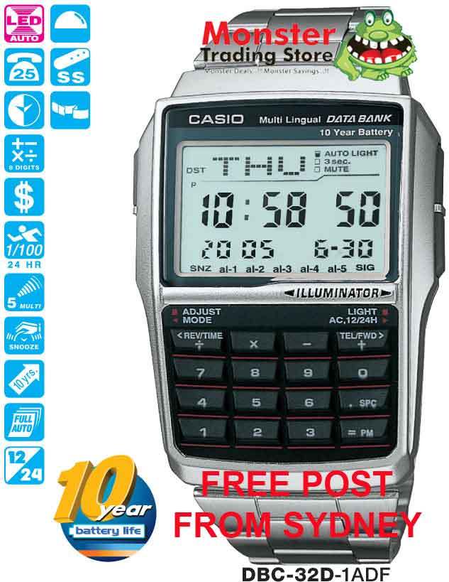 CASIO WATCH CALCULATOR DATABANK DBC-32D-1A DBC32D DBC32 12 MNTH WRANTY