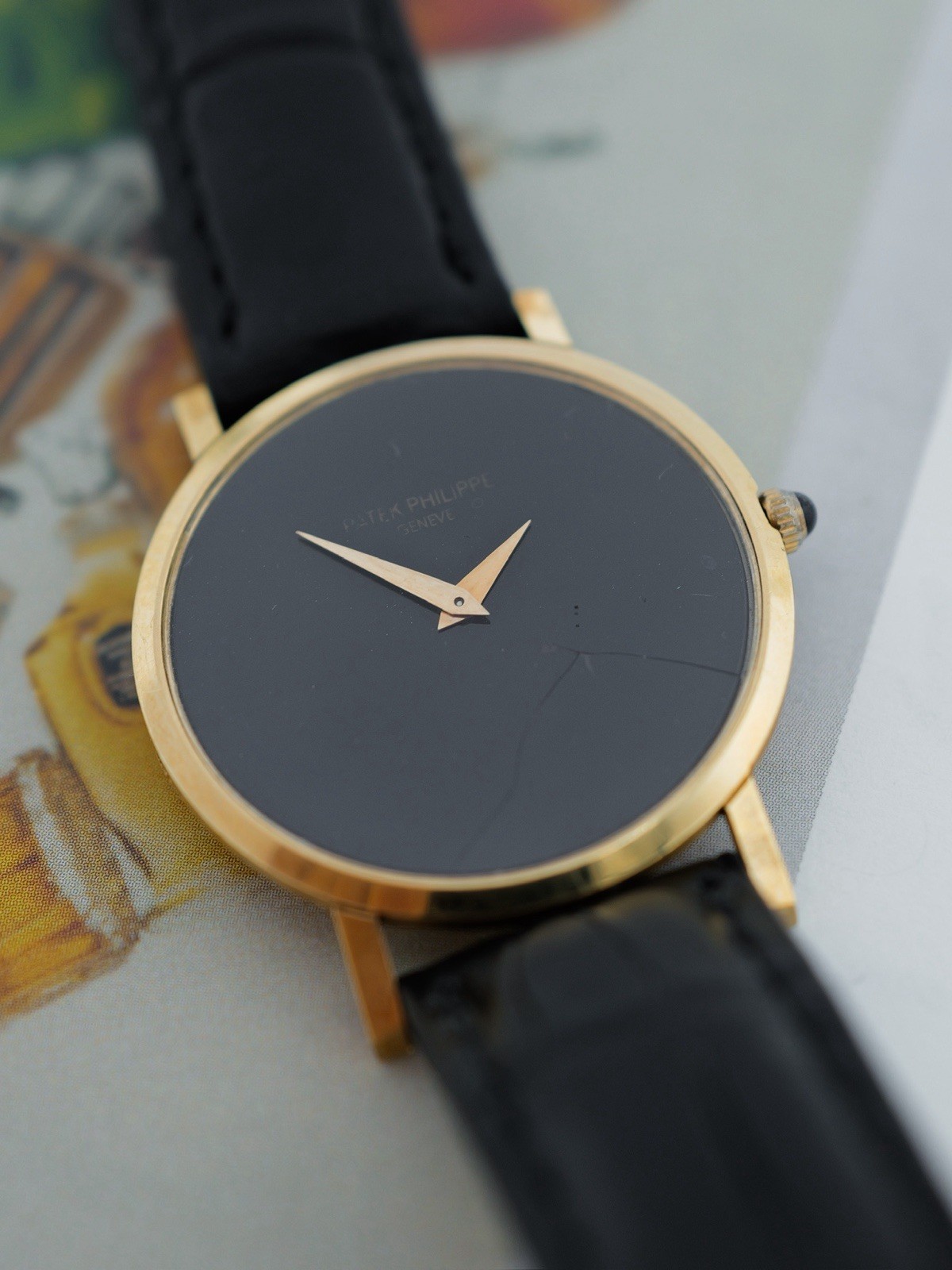 Patek Philippe Calatrava Reg.3512 Case Gold 18K Black Onix Dial With Crack