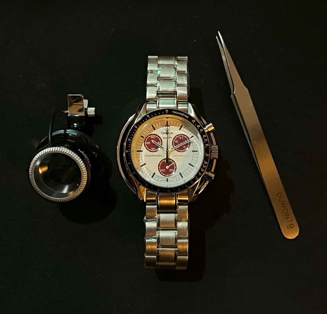 OMEGA x Swatch Speedmaster MoonSwatch chronograph tachymeter quartz white/red
