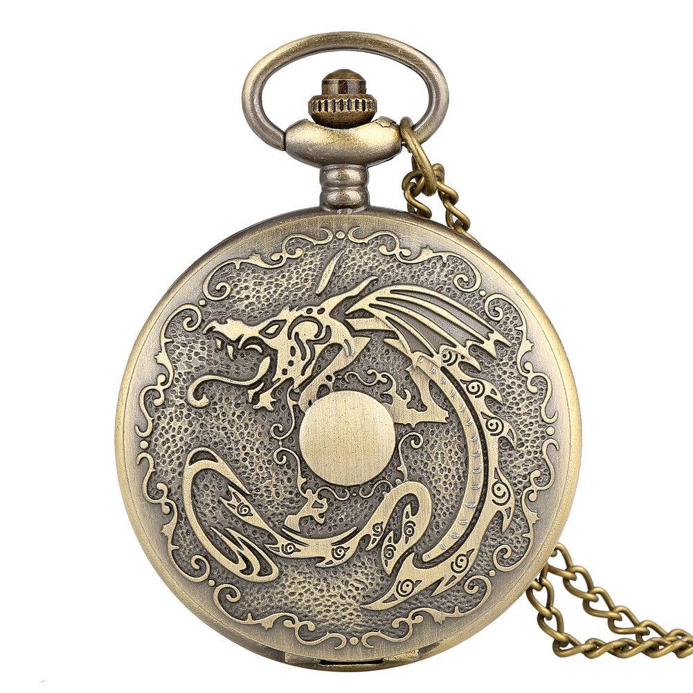 Steampunk Quartz Analog Pocket Watch with Necklace Chain for Friends Xmas Gifts