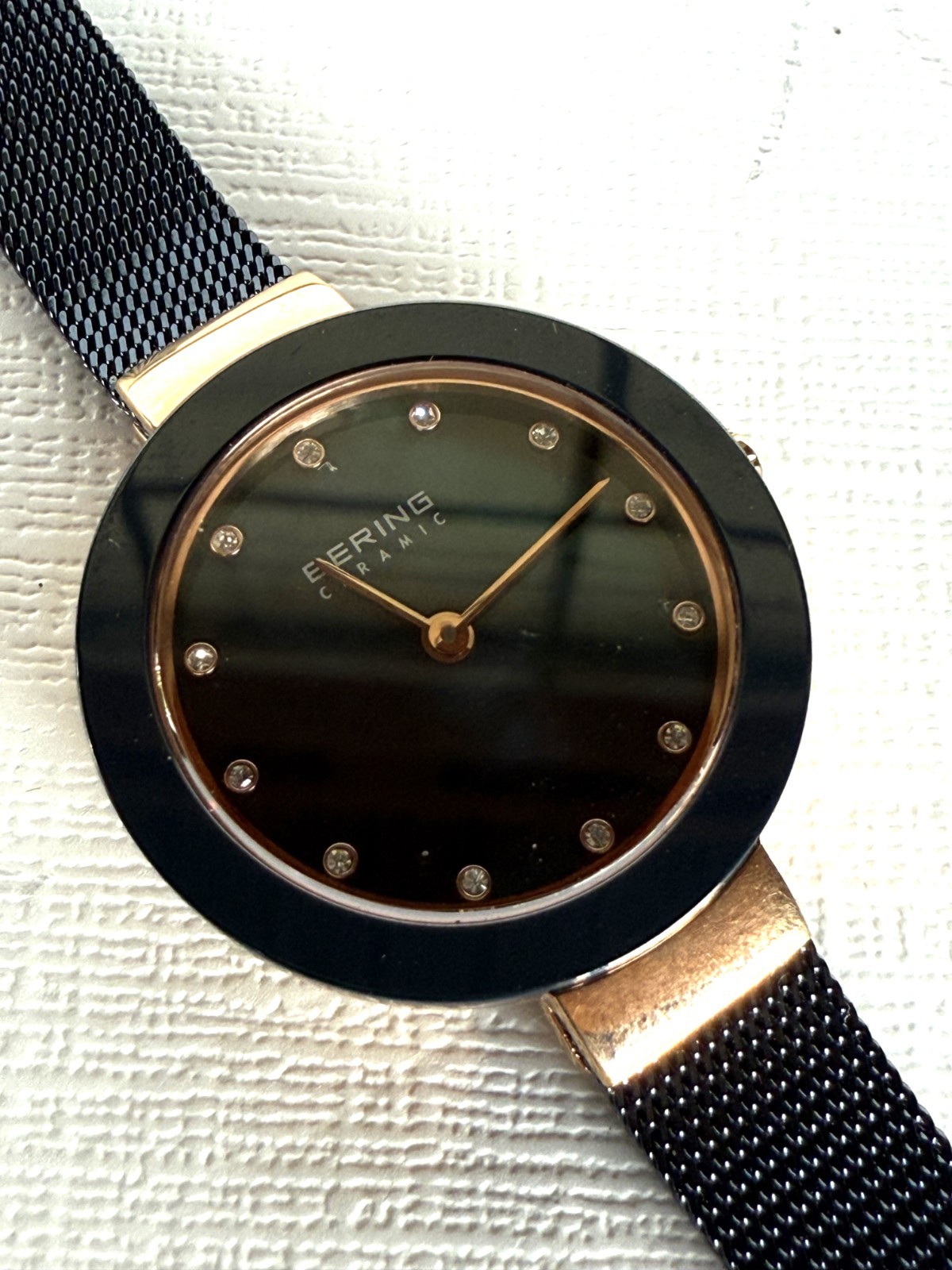 Bering Watch Ceramic Rose Gold Blue Bracelet Saphire Crystal 11429367 *dsp