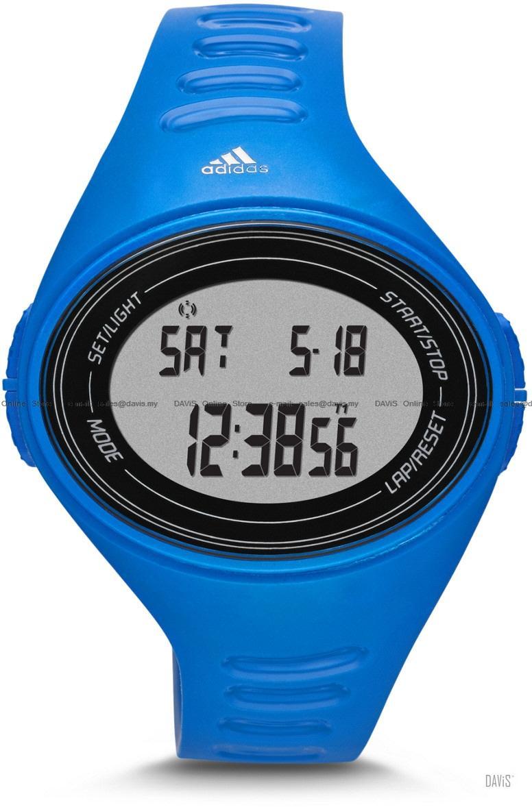 NEW ADIDAS BLUE RUBBER SILICONE BAND, DIGITAL OVAL DIAL WATCH ADP6108