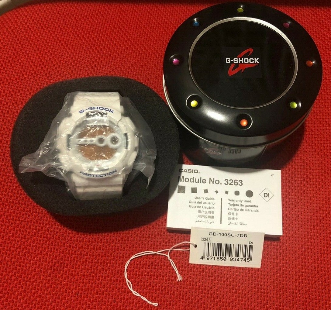 Casio G-shock GD 100SC 7DR Module No.3263 White Wrist Watch Water Resistant Mint