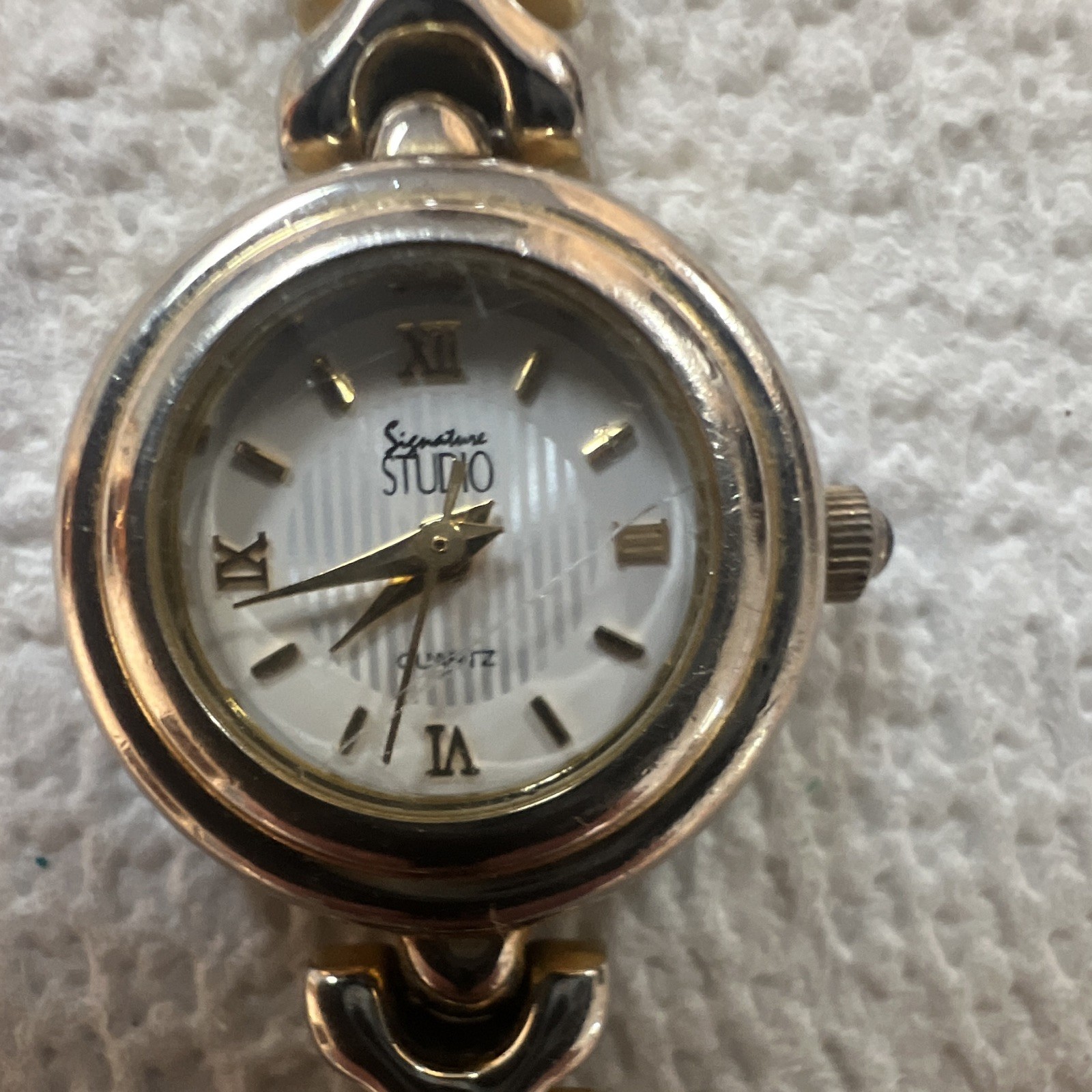 Studio Women’s Quartz Analog Dress Wristwatch Two-Tone SS Bracelet White Dial