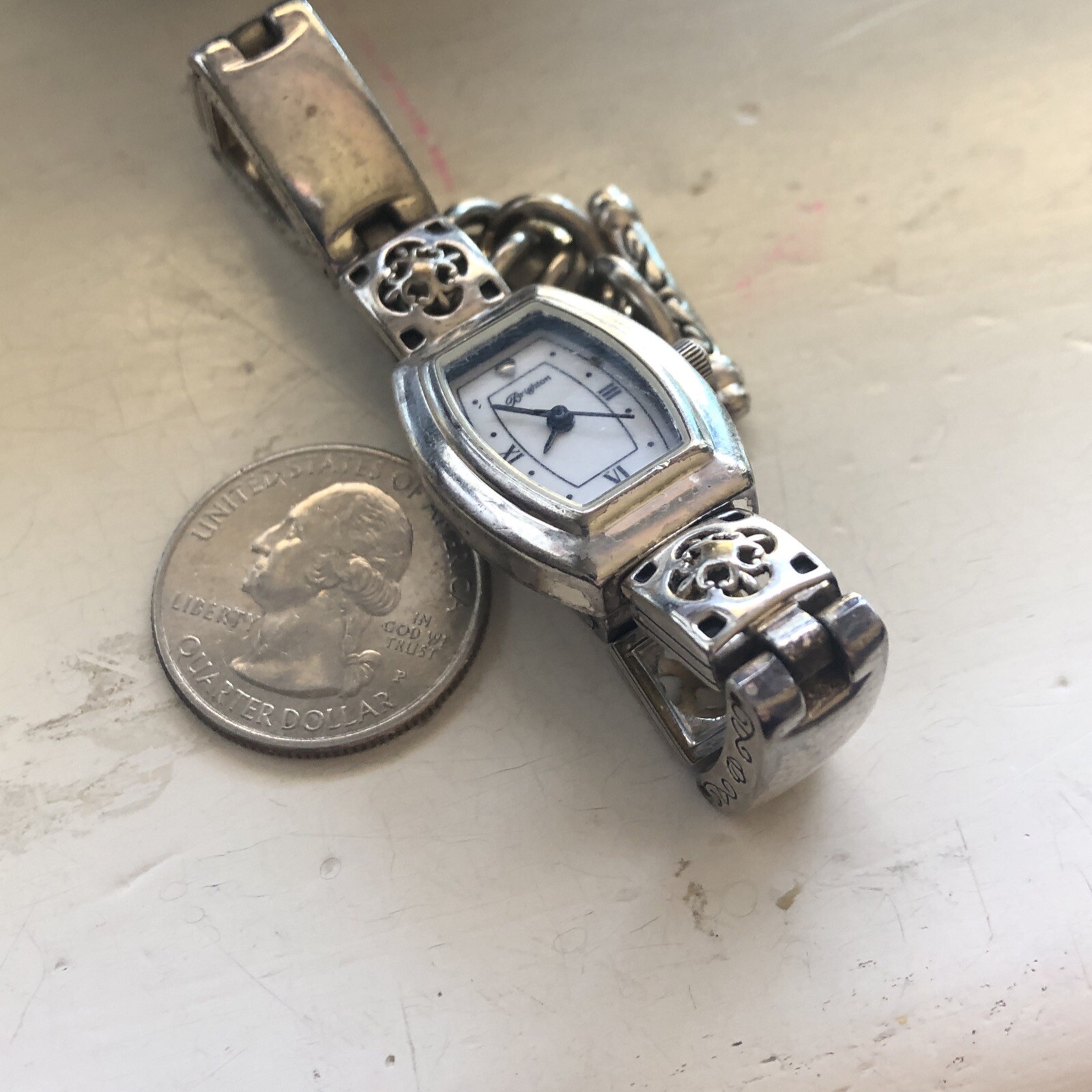 Brighton Watch Silver Tribeca Toggle Clasp Adjustable Band, New Battery Ladies