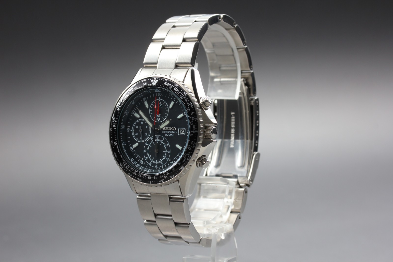 [MINT w/Box Paper] SEIKO Flightmaster 7T92-0CF0 40mm Black Dial Qz Men’s Watch