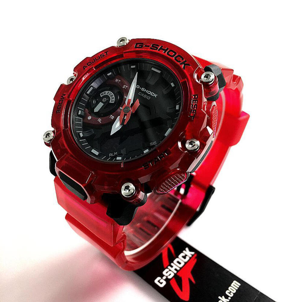 Casio G-Shock Carbon Core Guard Clear Red Digital Analog Watch GA2200SKL-4A