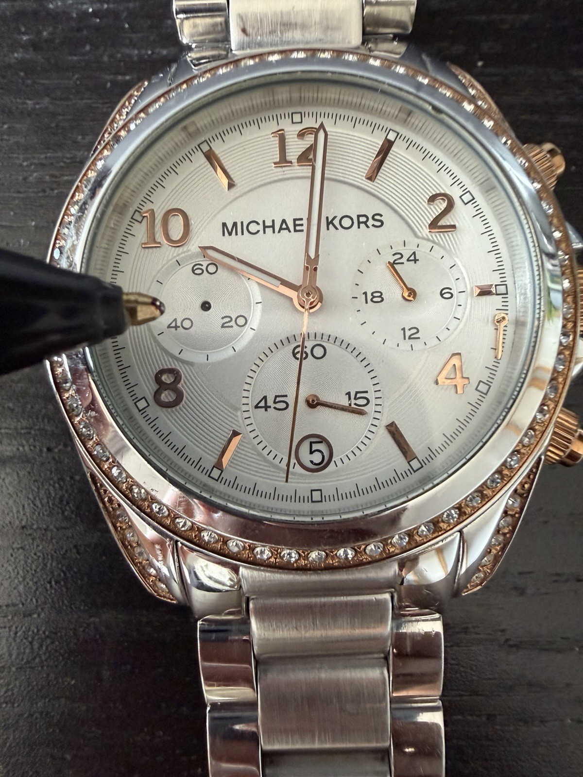 Michael Kors Blair MK5165 Silver Stainless Steel Women’s Watch. Needs Battery